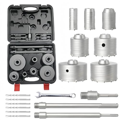 17-teiliges Beton-Lochsägen-Set, 30/40/50/65/80/100/110 mm Hartmetall-Lochsägenbohrer-Set mit SDS Plus und Max-Schaft für Beton, Zement, Ziegel, Stein, Wandbohrung 17-teiliges Beton-Lochsägen-Set, 30/40/50/65/80/100/110 mm Hartmetall-Lochsägenbohrer-Set mit SDS Plus und Max-Schaft für Beton, Zement, Ziegel, Stein, Wandbohrung von RXLIFE