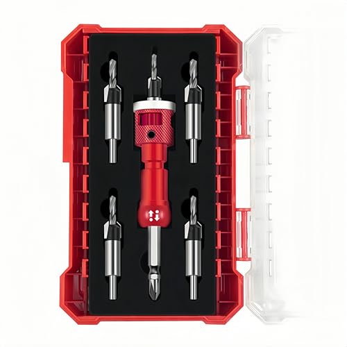 2-in-1 Kegelsenkerbohrer-Set für Holz, Handwerker Tischlerbohrer-Set mit 6,35 mm Schnellspann-Sechskantschaft & verstellbarem Bohrtiefenanschlag für Holzbearbeitung 2-in-1 Kegelsenkerbohrer-Set für Holz, Handwerker Tischlerbohrer-Set mit 6,35 mm Schnellspann-Sechskantschaft & verstellbarem Bohrtiefenanschlag für Holzbearbeitung von RXLIFE