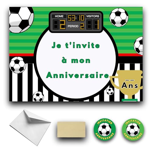 RXLITE 10 Einladungskarten zum Rubbeln, Motiv: Fußball auf Französisch: 10 Karten, 10 weiße Umschläge, 10 Aufkleber und 10 goldfarbene Aufkleber RXLITE 10 Einladungskarten zum Rubbeln, Motiv: Fußball auf Französisch: 10 Karten, 10 weiße Umschläge, 10 Aufkleber und 10 goldfarbene Aufkleber von RXLITE