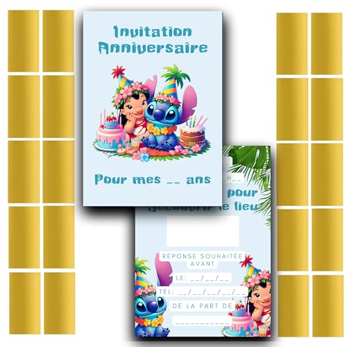 RXLITE NEUHEIT 2024 Premium Partizipatives Kreativset mit 20 Einladungskarten Geburtstag zum Rubbeln Thema LILO auf Französisch und 20 goldene Rubbelaufkleber für eine unvergessliche Party RXLITE NEUHEIT 2024 Premium Partizipatives Kreativset mit 20 Einladungskarten Geburtstag zum Rubbeln Thema LILO auf Französisch und 20 goldene Rubbelaufkleber für eine unvergessliche Party von RXLITE