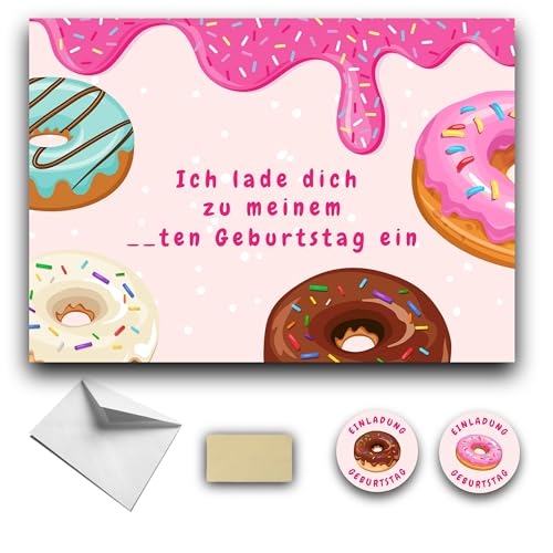 RXLITE Einladungskarten Kindergeburtstag Donut –10 Stück mit Umschläge & Rubbelaufkleber, DIN Postkartenformat, hochwertiges Papier, vorgedruckt, auszufüllen, süßes Design für Party & Geburtstagsfeier RXLITE Einladungskarten Kindergeburtstag Donut –10 Stück mit Umschläge & Rubbelaufkleber, DIN Postkartenformat, hochwertiges Papier, vorgedruckt, auszufüllen, süßes Design für Party & Geburtstagsfeier von RXLITE