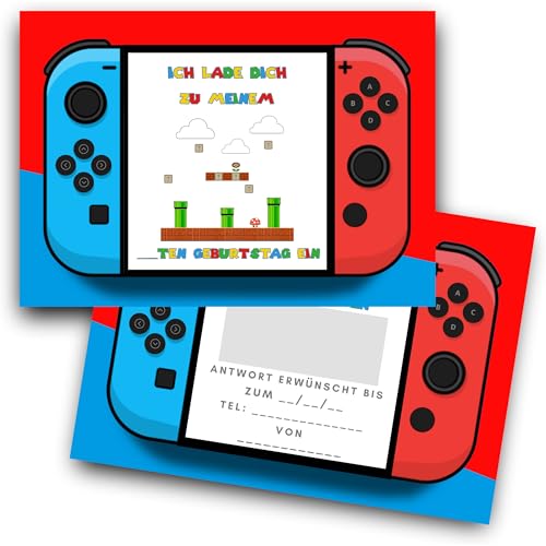 RXLITE Mario Einladungskarten Kindergeburtstag Jungen Mädchen – 10 Stück im Set mit Umschläge gold Aufkleber zum Freirubbeln, DIN Postkartenformat, hochwertig, bunt bedruckt, perfekt für Gaming-Partys RXLITE Mario Einladungskarten Kindergeburtstag Jungen Mädchen – 10 Stück im Set mit Umschläge gold Aufkleber zum Freirubbeln, DIN Postkartenformat, hochwertig, bunt bedruckt, perfekt für Gaming-Partys von RXLITE