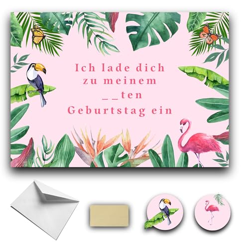 RXLITE unseren Premium elegant-Kreativset doppelseitig mit 10 Tropical Einladungskarten zum Geburtstag auf Deutsch: 10 Karten, 10 weiße briefumschlagen, 10 Sticker und 10 goldene Aufkleber. RXLITE unseren Premium elegant-Kreativset doppelseitig mit 10 Tropical Einladungskarten zum Geburtstag auf Deutsch: 10 Karten, 10 weiße briefumschlagen, 10 Sticker und 10 goldene Aufkleber. von RXLITE