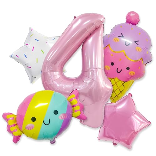 5 Stück Eiscreme Folienballons Set, Giant Eiscreme Candy Bunt Heliumballons, Eiscreme Geburtstag Dekoration, Candy Party Geburtstag Ballon Dekoration, für Geburtstagsdeko Mädchen 4 Jahre von RXSPOYLY