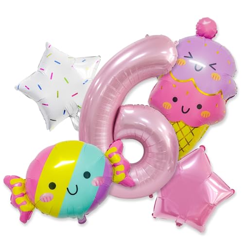 5 Stück Eiscreme Folienballons Set, Giant Eiscreme Candy Bunt Heliumballons, Eiscreme Geburtstag Dekoration, Candy Party Geburtstag Ballon Dekoration, für Geburtstagsdeko Mädchen 6 Jahre von RXSPOYLY