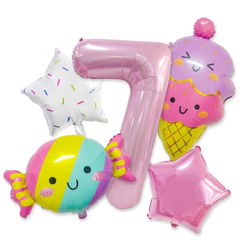 5 Stück Eiscreme Folienballons Set, Giant Eiscreme Candy Bunt Heliumballons, Eiscreme Geburtstag Dekoration, Candy Party Geburtstag Ballon Dekoration, für Geburtstagsdeko Mädchen 7 Jahre von RXSPOYLY