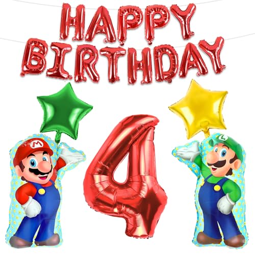 Cartoon Luftballon, 18pcs Kindergeburtstag Luftballons, Happy Birthday Ballon Banner, Stern Ballon, Folienballon Geburtstag 4, Geburtstagsfeiern für 4-Jährige Jungen und Mädchen Cartoon Luftballon, 18pcs Kindergeburtstag Luftballons, Happy Birthday Ballon Banner, Stern Ballon, Folienballon Geburtstag 4, Geburtstagsfeiern für 4-Jährige Jungen und Mädchen von RXSPOYLY