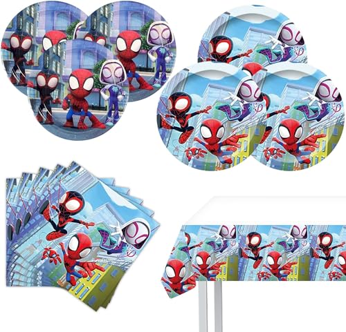 Geburtstagsparty Geschirr, 41pcs Party Geschirr Set, Geburtstag Partygeschirr Kinder, Geburtstags Geschirr, mit Teller, Servietten, Tischdecke, Ideal für Kindergeburtstage und Mottopartys(B) von RXSPOYLY