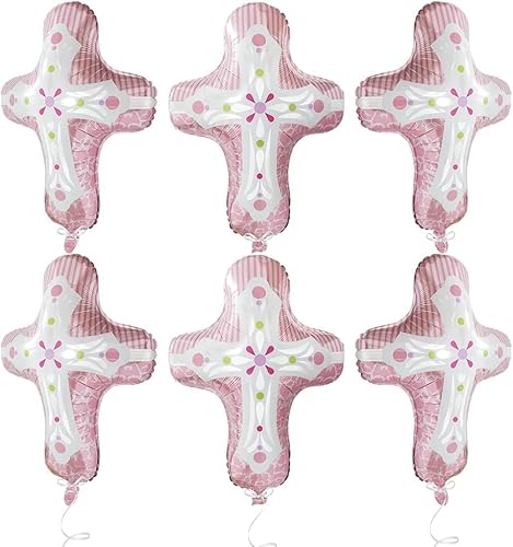 Kommunion Luftballons, 6 pcs Cross Balloon, Taufdekorationen, Kreuz Ballon für Erstkommunion, Gott Segne Die Taufe, Jubiläum, Thematische Geburtstagsparty-Dekorationen(D) von RXSPOYLY