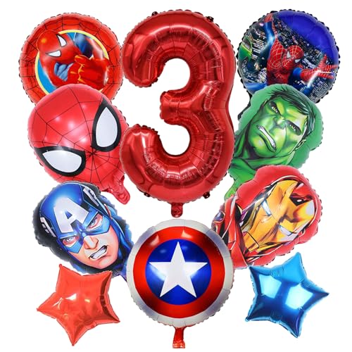 Luftballon Kindergeburtstag 3, 10pcs Cartoon Balloons, Helium Ballon Kindergeburtstag, Cartoon Deko Geburtstag, Ballon Geburtstag 3, für die Dekoration der 3. Geburtstagsparty Eines Jungen von RXSPOYLY