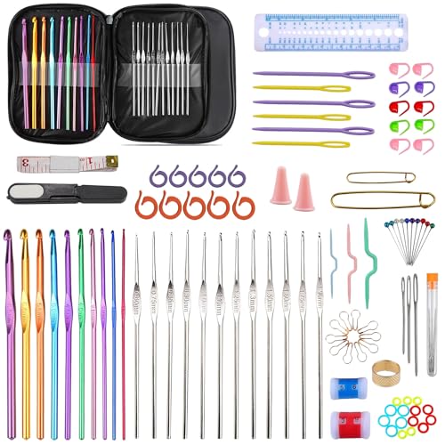 RYAN 100 Stücke Häkelnadel Set für Anfänger Crochet Set Häkelset Crochet Hook Set Stumpfe Nadeln Stichmarker Crochet Hooks für Anfänger DIY-Handstrick-Handwerkskunst-Werkzeuge RYAN 100 Stücke Häkelnadel Set für Anfänger Crochet Set Häkelset Crochet Hook Set Stumpfe Nadeln Stichmarker Crochet Hooks für Anfänger DIY-Handstrick-Handwerkskunst-Werkzeuge von RYAN