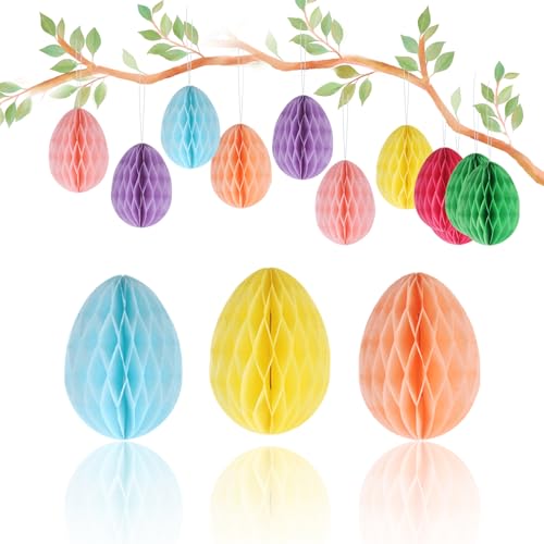 RYAN 14 Stück Ostereier zum Aufhängen aus Seidenpapier Ostereier Pappmache Wiederverwendbare Osteranhänger Farbig Ostereier Pappmache für Innen und Draußen Deko Frühling RYAN 14 Stück Ostereier zum Aufhängen aus Seidenpapier Ostereier Pappmache Wiederverwendbare Osteranhänger Farbig Ostereier Pappmache für Innen und Draußen Deko Frühling von RYAN