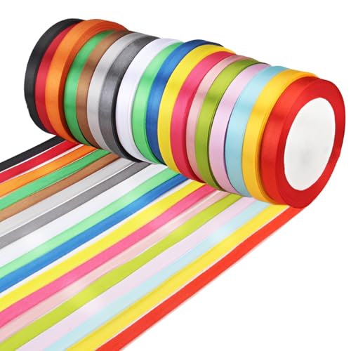 RYAN 18 Farben Seidenband 10 mm x 22 m Geschenkband Set Satinband Schleifenband Hochzeit Geschenkband Stoffband Dekoband für Heimwerkerkunst Geschenk Verpackung Schleifen Weihnachtsbänder von RYAN