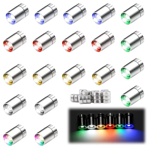 RYAN 20 STK Mini Led Licht mit 10 Ersetzbare Knopfzellenbatterie Mini Led Puppenhaus Beleuchtung Kleine Led Lichter für Basteln Epoxidharz Deko Vitrinen Figurenvitrine (6 Farbe) von RYAN