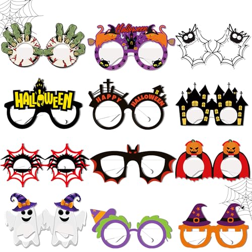 RYAN 24 Stück Halloween Party Papier Brillen Set Lustige Brille Foto Requisiten Maskerade Masken Kostüm Dekoration für Halloween Deko Party Zubehör RYAN 24 Stück Halloween Party Papier Brillen Set Lustige Brille Foto Requisiten Maskerade Masken Kostüm Dekoration für Halloween Deko Party Zubehör von RYAN