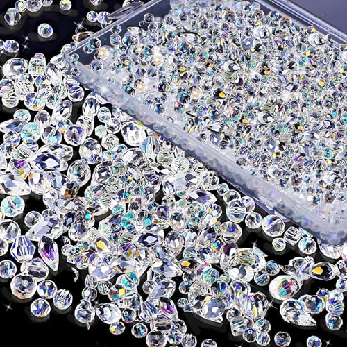 RYAN 800 Stücke Facettierte Glasperlen 4/6/8mm Glasperlen zum Auffädeln Kristallperlen Glitzerperlen Armband Perlen Set für Basteln Schmuckherstellung DIY Armbänder Halsketten RYAN 800 Stücke Facettierte Glasperlen 4/6/8mm Glasperlen zum Auffädeln Kristallperlen Glitzerperlen Armband Perlen Set für Basteln Schmuckherstellung DIY Armbänder Halsketten von RYAN
