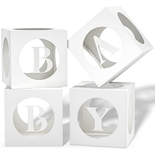 Babyboxen mit Buchstaben für Babyparty, weiße klare kleine Ballonboxen mit 4 Buchstaben für Jungen oder Mädchen, Geschlecht enthüllen, Dekorationen, Babyparty-Dekorationen Blöcke und von RYDDOY
