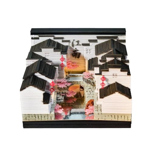 3D-Kalender 2026,Kunst-Haftnotizen,3D-Notizblock mit Licht der Wasserstadt Jiangnan,kreative Papierschnitzerei handgerissene 3D-Kalender 2026,Kunst-Haftnotizen,3D-Notizblock mit Licht der Wasserstadt Jiangnan,kreative Papierschnitzerei handgerissene von RYGRZJ