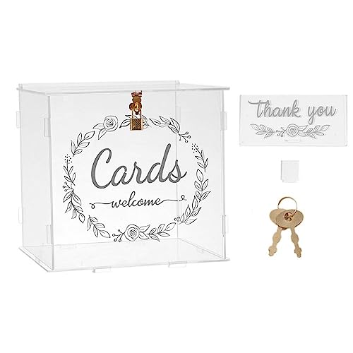 RYGRZJ Acryl-Hochzeitskartenbox, Geldpost-Geschenkhalter, transparente Kartenbox für Hochzeitsempfang, Briefumschläge mit Schloss für Party, Abschluss, Babyparty, 1 Stück von RYGRZJ