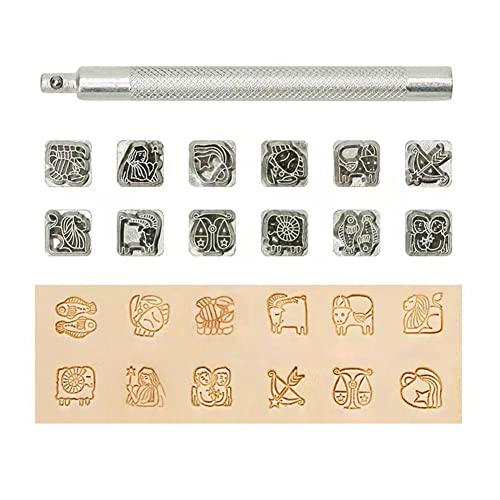 RYGRZJ Lederstempel-Alphabet-Set, Lederhandwerk-Stempelwerkzeug-Set, Metall-Buchstaben- und Zahlen-Stempel-Set für DIY-Lederhandwerk, Druckwerkzeuge, 12 Stück von RYGRZJ