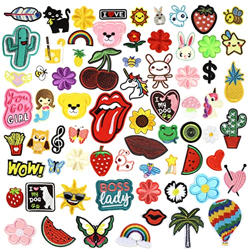 RYMALL 70 Stück Patches Zum aufbügeln STK Patch Sticker, Niedlich DIY Kleidung Patches Aufkleber Sommer-Thema für T-Shirt Jeans Kleidung Taschen (70stk) von RYMALL