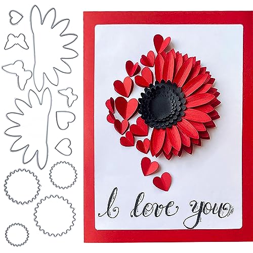 RYMAUP® Metall-Stanzform für Scrapbooking, langlebige, geschnittene Schablonen, DIY-Scrapbook-Fotoalben, dekorative Papierkarten, Blumenkarten-Herstellungszubehör, Sonnenblume von RYMAUP