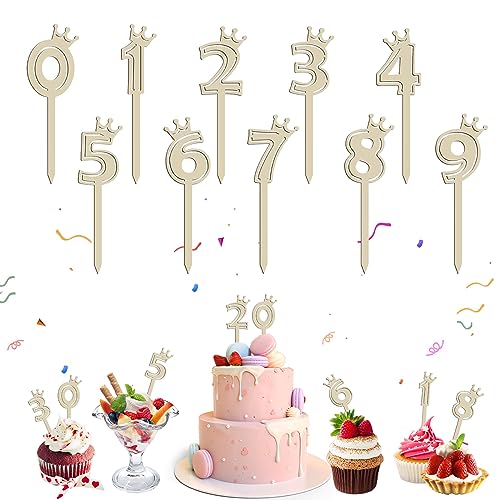 RYMAUP®10 Stück Kuchendeckel Zahlen Holz 0-9, Geburtstagstorte Dekoration, Cupcake Topper, für alle Altersgruppen geeignet von RYMAUP