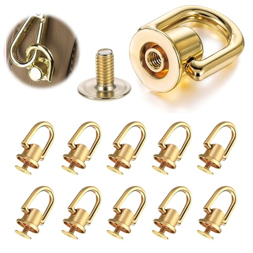 RYMAUP 10 Stück Goldfarbene Kugelnieten mit D-Ring-Schraube, Kugelkopfknöpfen und O-Ring-Verschluss für DIY-Lederarbeiten, Taschenherstellung, Schuhdekoration RYMAUP 10 Stück Goldfarbene Kugelnieten mit D-Ring-Schraube, Kugelkopfknöpfen und O-Ring-Verschluss für DIY-Lederarbeiten, Taschenherstellung, Schuhdekoration von RYMAUP