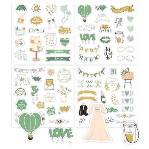 RYMAUP 4 Stück Aufkleber Hochzeit Gästebuch Vintage Sticker Hochzeit für Gästebuch und Fotoalbum mit viel Liebe für Scrapbook Hochzeitsdeko RYMAUP 4 Stück Aufkleber Hochzeit Gästebuch Vintage Sticker Hochzeit für Gästebuch und Fotoalbum mit viel Liebe für Scrapbook Hochzeitsdeko von RYMAUP
