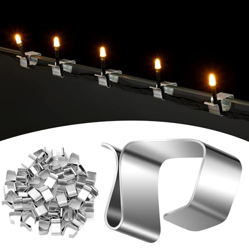 RYMAUP 50 Stück Dachrinnenhaken für Lichterketten, Edelstahl Weihnachtsbeleuchtung, Edelstahl Weihnachtslichter-Clips, Mini Dachrinnenhaken, Metall Lichterhaken Clip RYMAUP 50 Stück Dachrinnenhaken für Lichterketten, Edelstahl Weihnachtsbeleuchtung, Edelstahl Weihnachtslichter-Clips, Mini Dachrinnenhaken, Metall Lichterhaken Clip von RYMAUP
