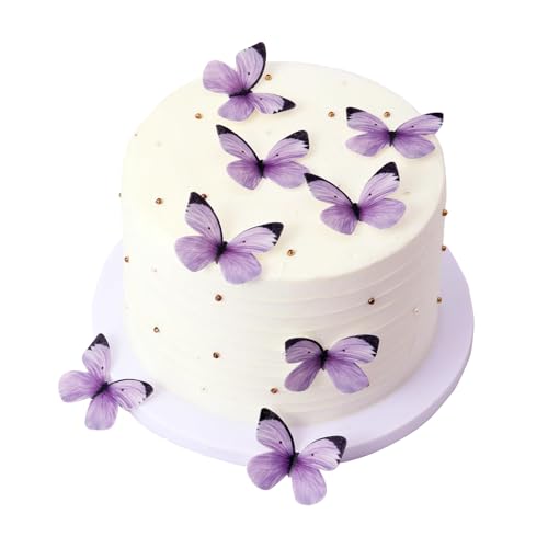 RYMAUP 50 Stück essbare Schmetterlinge, Kuchendekorationen, kleine pastellviolette Schmetterlinge für Kuchen und Cupcakes, Oblatenpapier, Schmetterlingsdekor für Hochzeit, Babyparty, Geburtstag, RYMAUP 50 Stück essbare Schmetterlinge, Kuchendekorationen, kleine pastellviolette Schmetterlinge für Kuchen und Cupcakes, Oblatenpapier, Schmetterlingsdekor für Hochzeit, Babyparty, Geburtstag, von RYMAUP