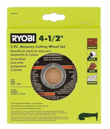 Ryobi 3-teiliges Mauerwerk-Schneidrad-Set, 11,4 cm (4 1/2 Zoll) Schneidräder von RYOBI