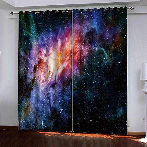 RYQRP Vorhänge Galaxy Vorhang Blickdicht Polyester mit Ösen für Schlafzimmer Kinderzimmer Wohnzimmer Dekoration 150x166cm von RYQRP