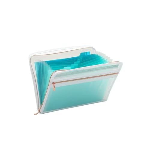 Dokumenten-Organizer, erweiterbare Fächermappe, 13 Fächer, transparente Vordertasche, Akkordeon-Ordner mit Reißverschluss, for Papiere im Letter-Format(Green) von RYRYR