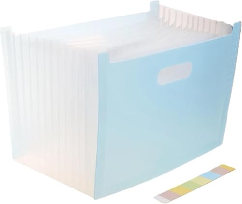 Dokumenten-Organizer, erweiterbarer Fächerordner, Akkordeon-Ordner, A4-Organizer, max. 2000 Blatt, tragbare Griffe for Schule, Büro und Zuhause(Blue) von RYRYR