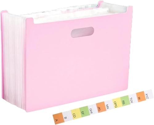 Dokumenten-Organizer, erweiterbarer Fächerordner, Akkordeon-Ordner, A4-Organizer, max. 2000 Blatt, tragbare Griffe for Schule, Büro und Zuhause(Pink) von RYRYR