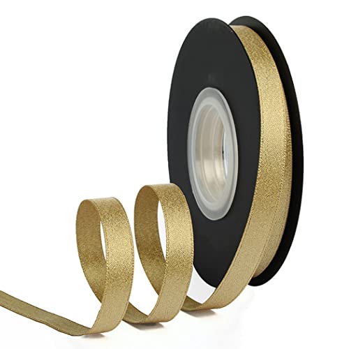Geschenkband for Kuchen, Basteln for Verpacken, Satin, Polyester, Stoff for Haarschleifen (Größe: Breite 1 cm x Länge ca. 18 m)(Champagne Gold) von RYRYR
