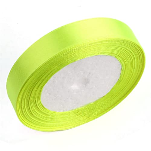 Geschenkband for Kuchen, Basteln for Verpacken, Satin, Verzierung for Schleifen, Party- und Hochzeitsdekoration (Größe: Breite 1,5 cm x Länge ca. 22 m)(Fluorescent Yellow Green) von RYRYR