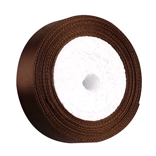 Geschenkband for Kuchen, Basteln for Verpacken, Satinbinden, Hochzeitsbesatz, Schürzendeko (Größe: Breite 2,5 cm x Länge ca. 22 m)(Bruin) von RYRYR