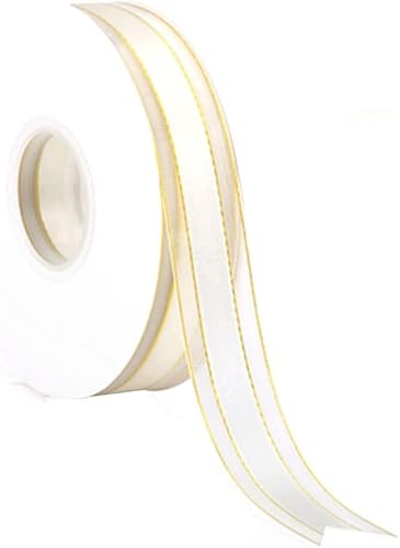 Geschenkband for Kuchen, Basteln for Verpacken, Satinstoff, DIY, Hochzeit, Champagner (Breite: 2,5 cm, Länge: 45 m)(Off White) von RYRYR