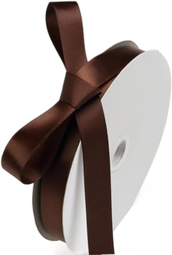 Geschenkband for Kuchen, Basteln for Verpacken, Satinstoff, gewebt, for Herstellen von Paketen, Nähen, Verpacken, Hochzeitshaar (Breite: 2 cm, Länge: 91 m)(Bruin) von RYRYR