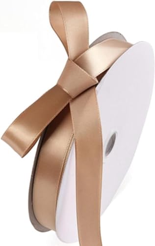 Geschenkband for Kuchen, Basteln for Verpacken, Satinstoff, gewebt, for Herstellen von Paketen, Nähen, Verpacken, Hochzeitshaar (Breite: 2 cm, Länge: 91 m)(Dark Khaki) von RYRYR