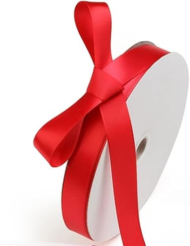Geschenkband for Kuchen, Basteln for Verpacken, Satinstoff, gewebt, for Herstellen von Paketen, Nähen, Verpacken, Hochzeitshaar (Breite: 2 cm, Länge: 91 m)(Flower Red) von RYRYR
