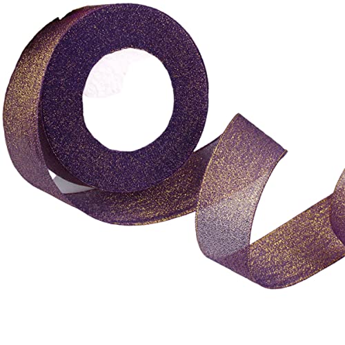 Geschenkband for Kuchen, Basteln for Verpacken, glitzernder Organza-Satin for Dekorationen, DIY-Herstellung von Schleifen (Größe: 1 cm breit x 22 m lang)(Dark Purple) von RYRYR