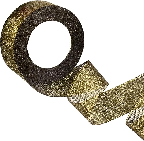 Geschenkband for Kuchen, Basteln for Verpacken, transparenter Glitzer-Organza, Hochzeitsdekoration (Größe: 1,5 cm breit x 22 m lang)(Black Gold) von RYRYR