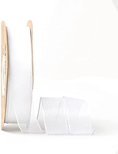 Geschenkband for Kuchen, Basteln for Verpacken von Organza, DIY, Festival-Dekoration (Breite: 20 mm, Länge: 45,7 m)(White) von RYRYR