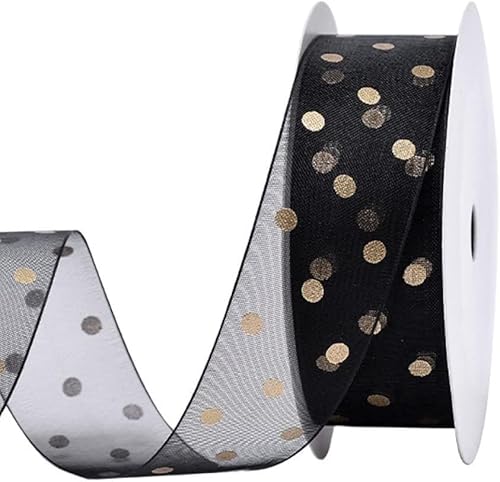 Geschenkband for Kuchen, Basteln for Verpacken von Organza, Dekoration, Kartenherstellung (Breite: 25 mm, Länge: 9 m)(Svart) von RYRYR