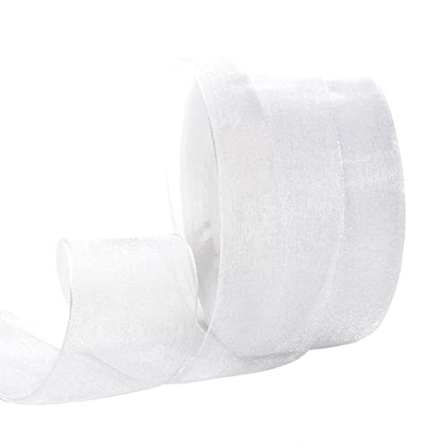 Geschenkband for Kuchen, Basteln for Verpacken von Organza, Party- und Hochzeitsdekorationen (Breite: 4 cm, Länge: 45 m)(Bianco) von RYRYR