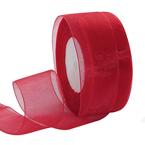 Geschenkband for Kuchen, Basteln for Verpacken von Organza, Party- und Hochzeitsdekorationen (Breite: 4 cm, Länge: 45 m)(Rood) von RYRYR
