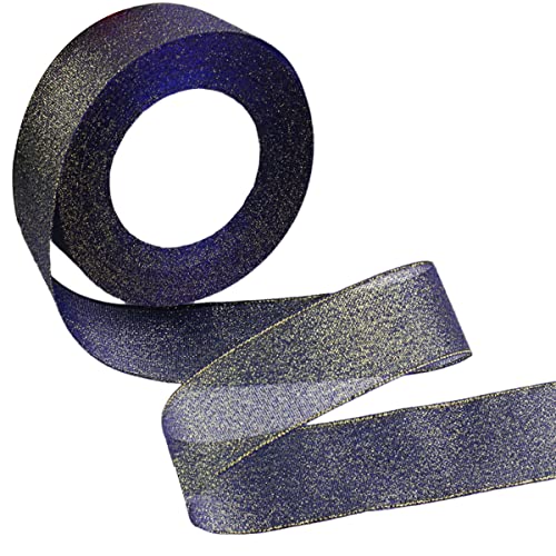 Geschenkband for Kuchen, Basteln for Verpacken von Organza, schimmernder Polyester-Satin, DIY-Zuckerdose (Breite: 2,5 cm, Länge: 22 m)(Dark Blue) von RYRYR